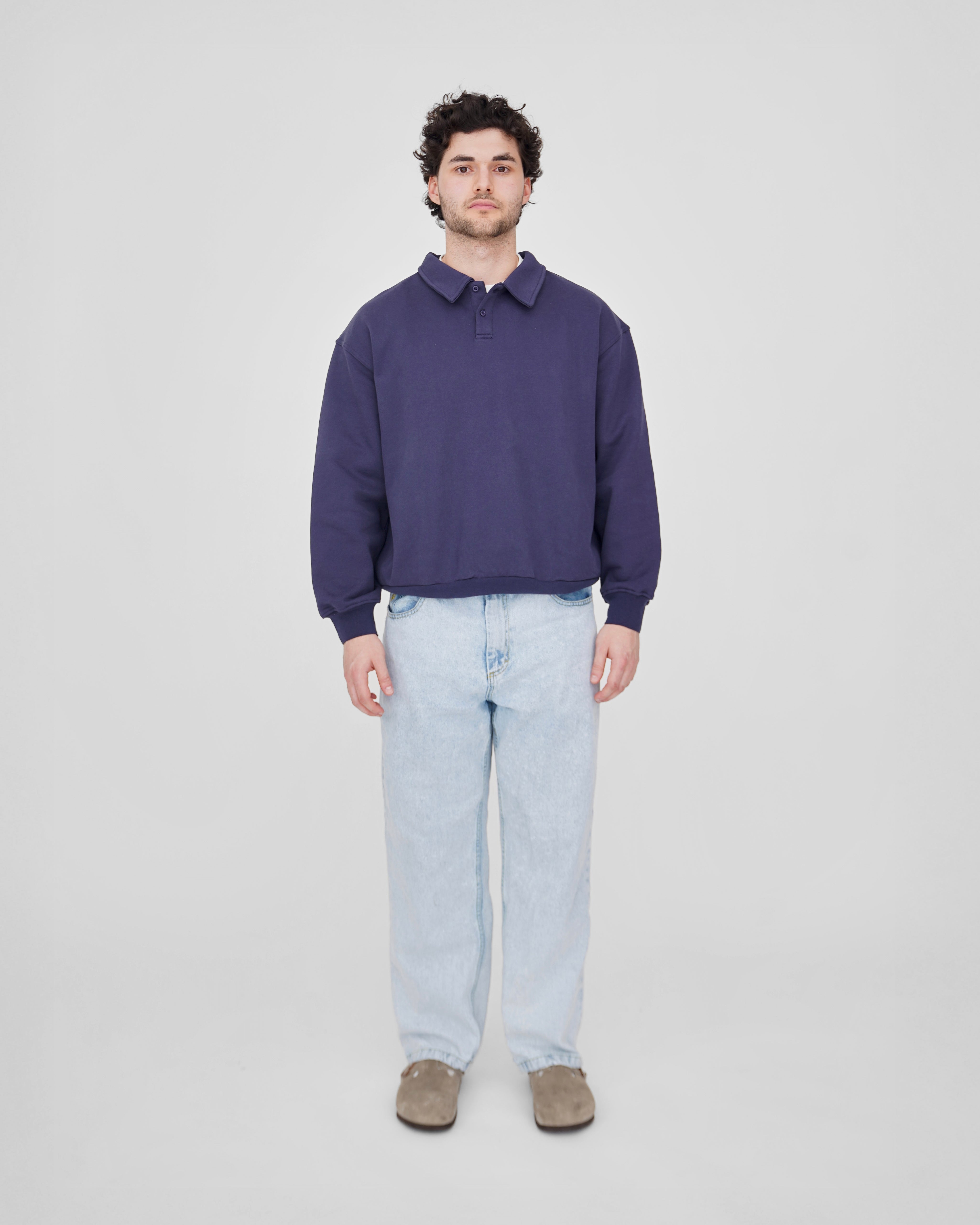 Loose Fit Button-up Bleu Marine